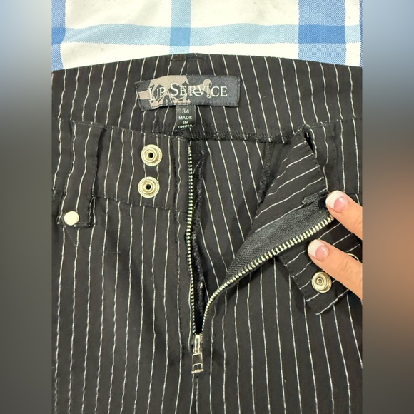 Lip Service Pinstripe Flare Pants Ankle Zip Sz34 Women’s - Picture 6 of 12